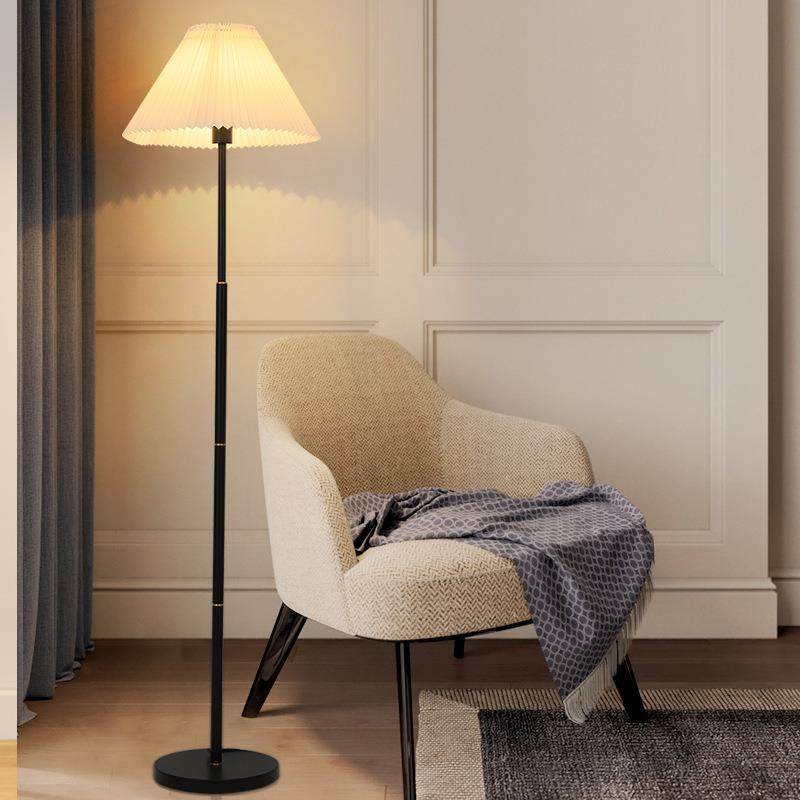 客厅落地灯台灯百褶落地灯ins风卧室落地灯现代床头柜氛围落地灯