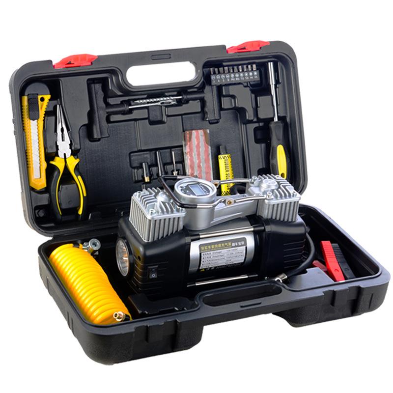 金属双杠带提手12v便捷式车载充气泵汽胎电动车用车载打气泵