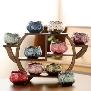 窑变茶杯天目釉荷花形茶杯大号150ml主人杯手工创意北欧陶瓷单杯