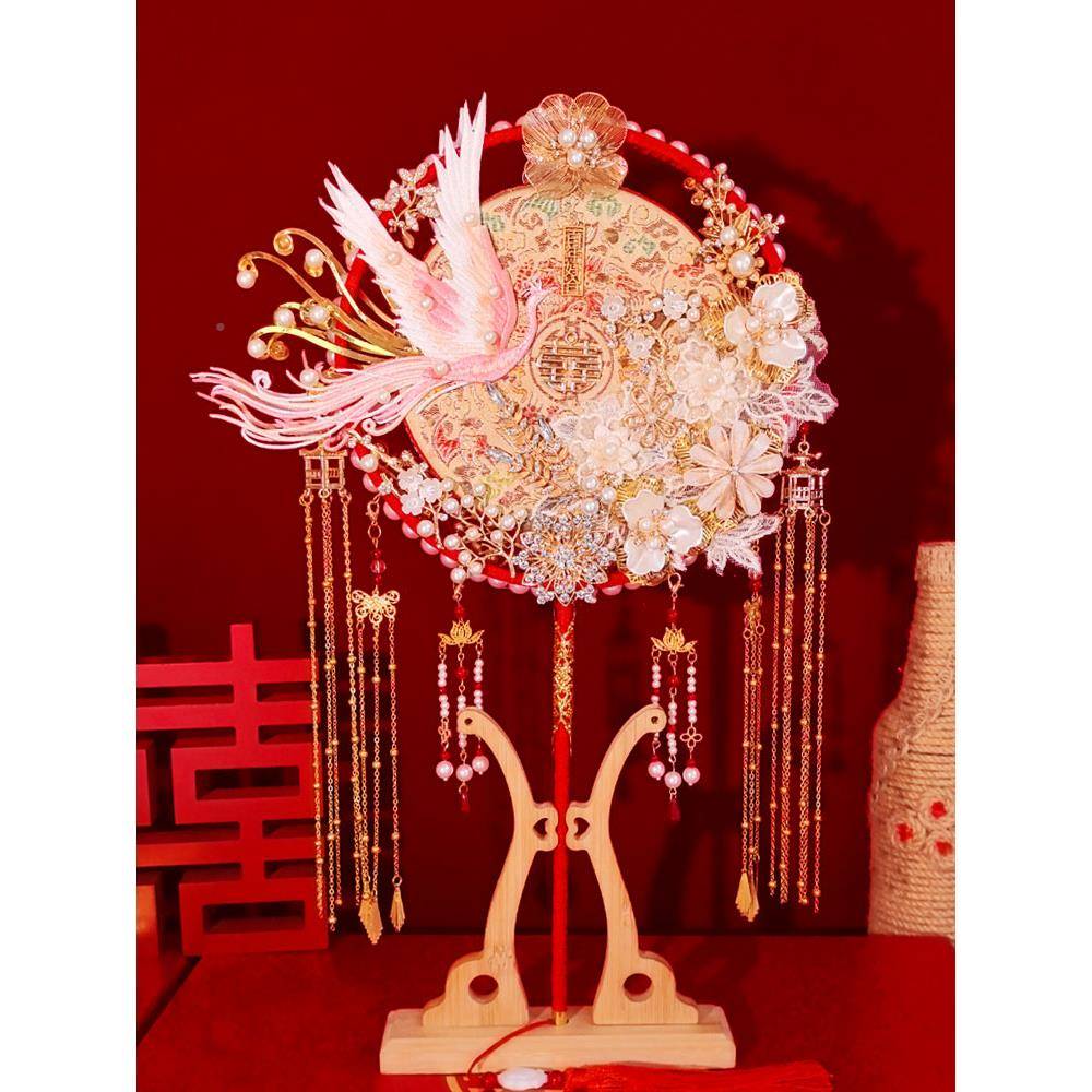 新团扇材中包风手工i送y古风式中礼国婚料高感级RPP礼结娘婚新d人