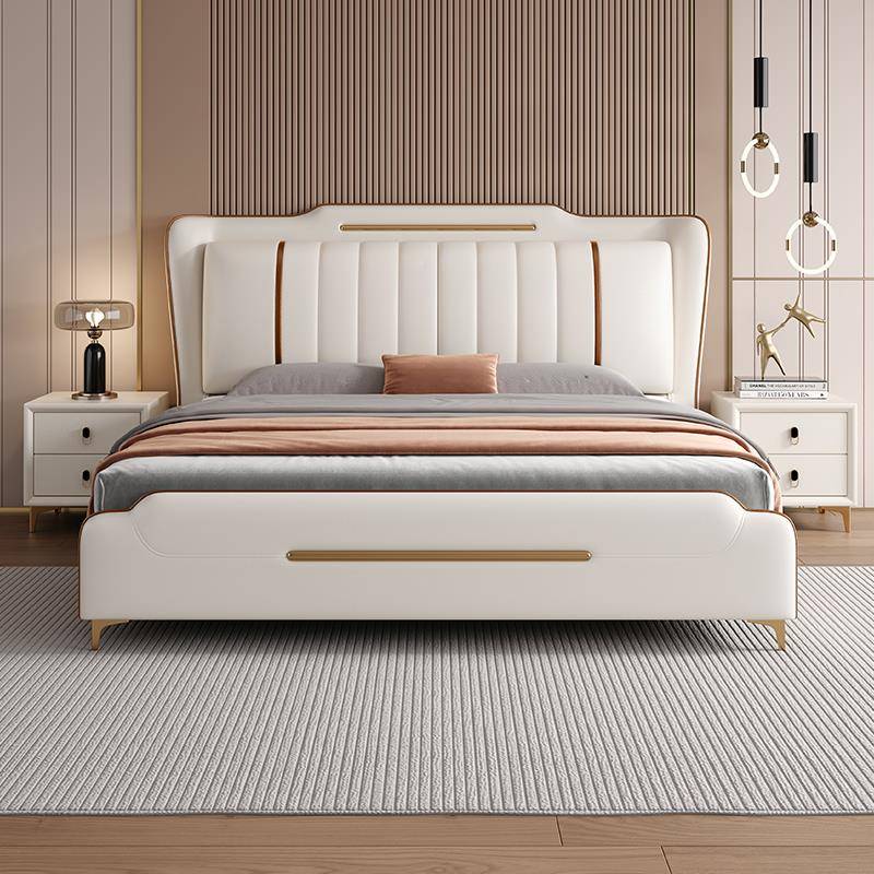 大8025双轻包奢皮床实约.主卧室高现端气人1.51代53208简木2软储