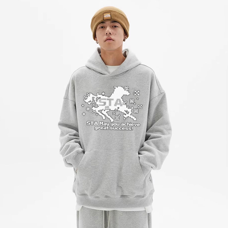 STA潮牌像素雪花马连帽卫衣男女情侣上衣宽松休闲加绒连帽衫外套,男装,卫衣,淘宝优惠券,粉丝福利购,淘宝优惠卷