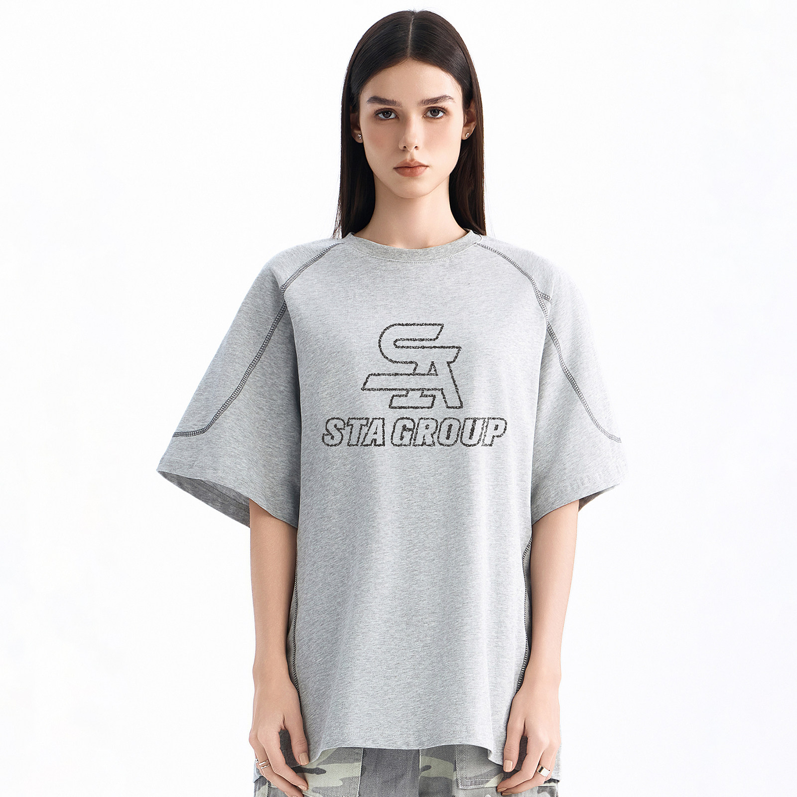 STA美式复古字母印花纯棉短袖T恤