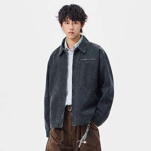 外套百搭休闲街头上衣 水洗翻领夹克男宽松工装 STA美式 复古秋冬款