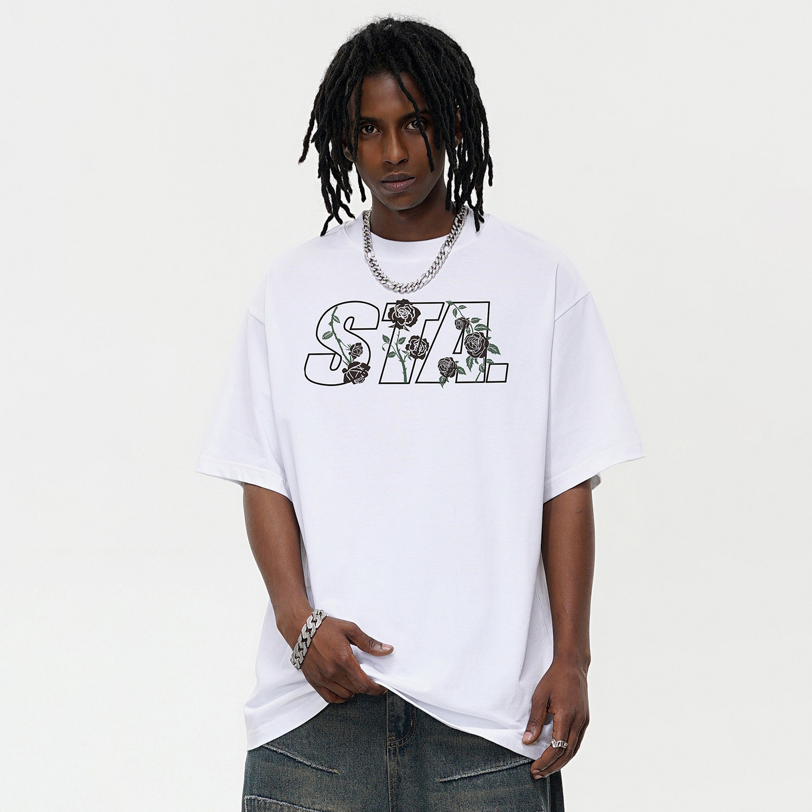 STA纯棉短袖T恤宽松重磅