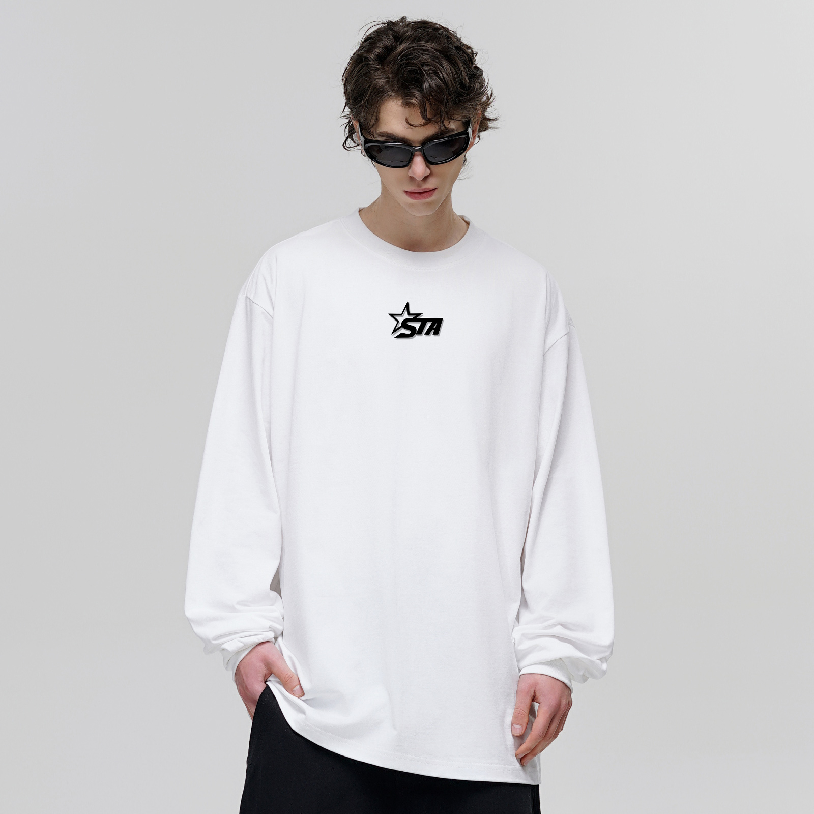 STA字母印花长袖t恤男女