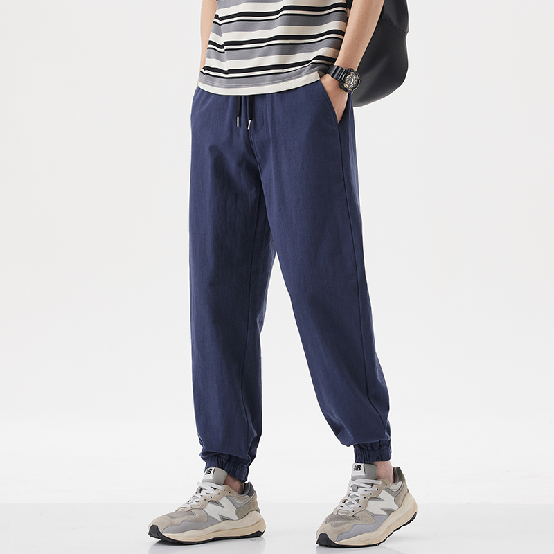 STA夏季棉麻束脚裤男士休闲裤