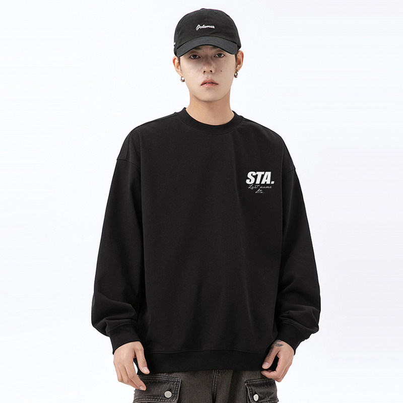 STA潮牌秋冬基础款加绒圆领卫衣