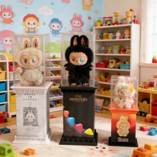 拉布布罗马柱大天使首领展示台收纳盒手办展示柜透明防尘罩展台座