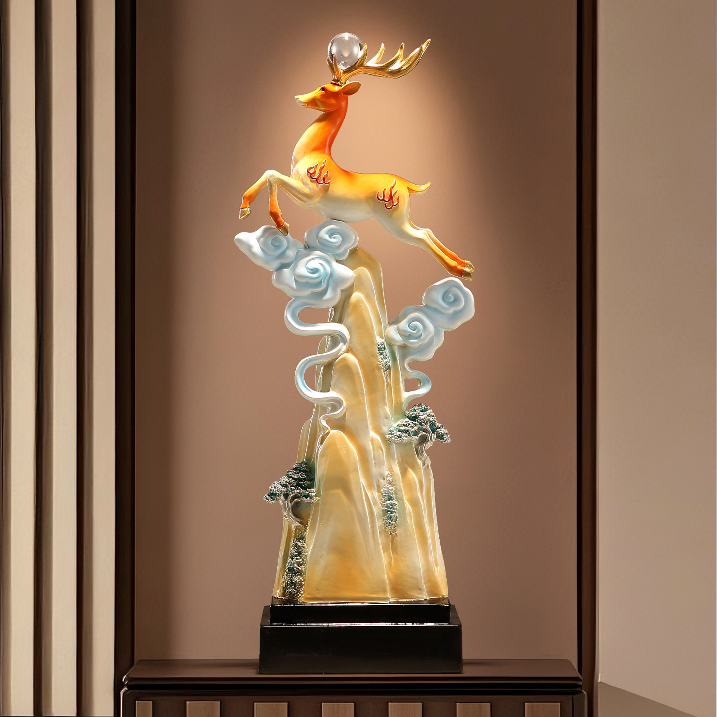 树脂一路高升招财鹿入户玄关摆件客厅电视柜壁龛装饰品乔迁新居