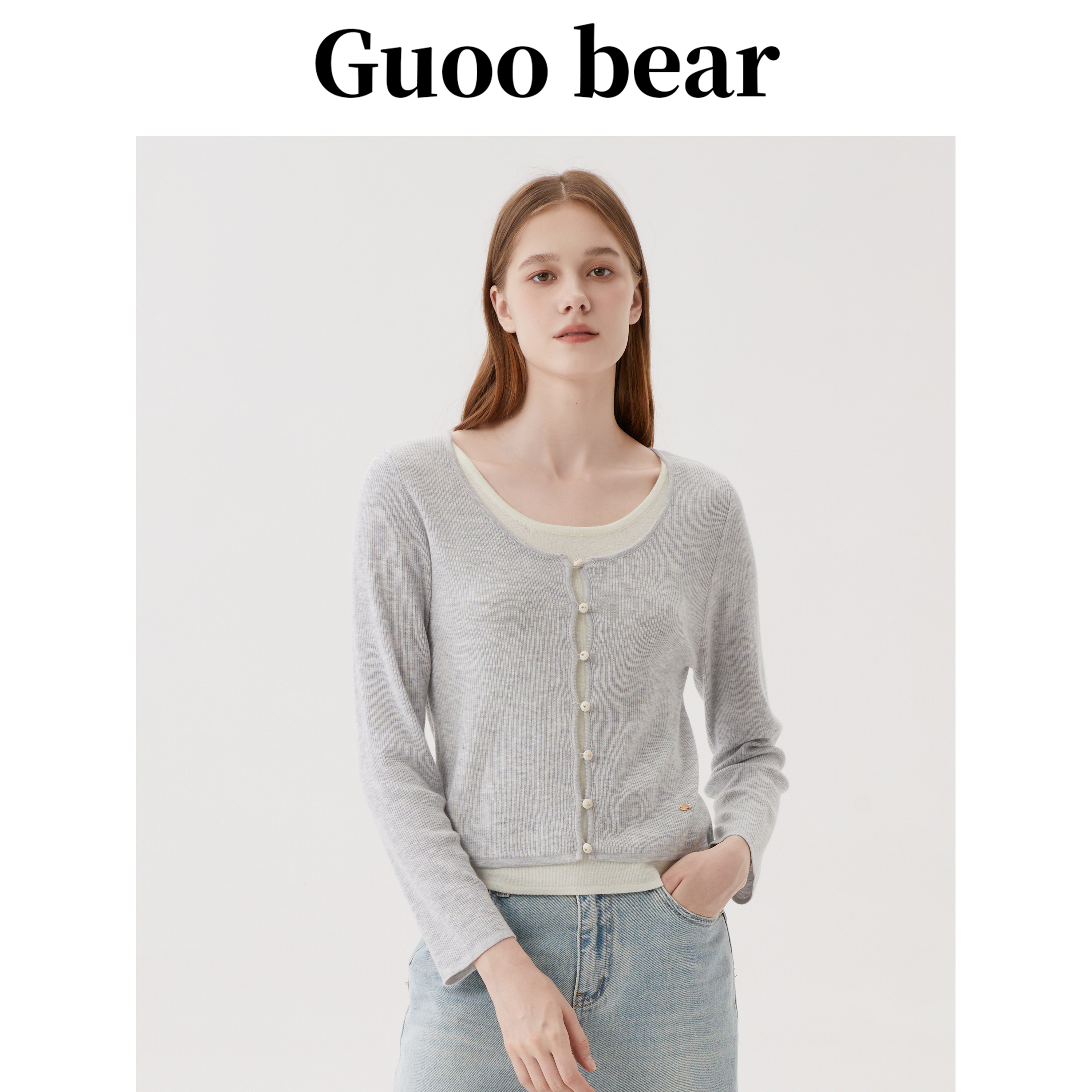 古家小熊蓝色针织衫2025新款