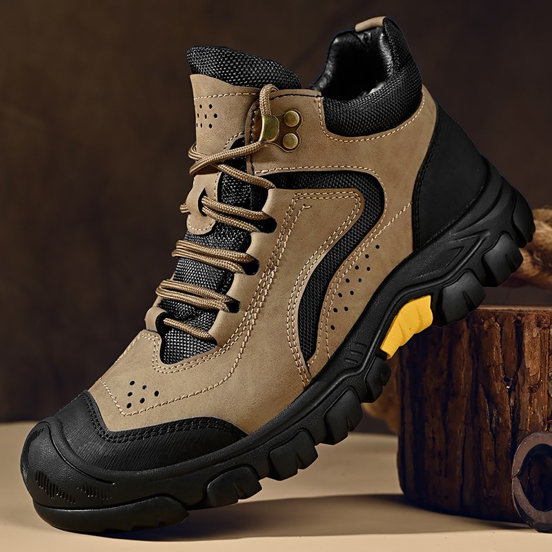 探家秋冬高帮真皮防o泼水户外鞋防滑耐磨减震登山鞋徒步鞋越野男