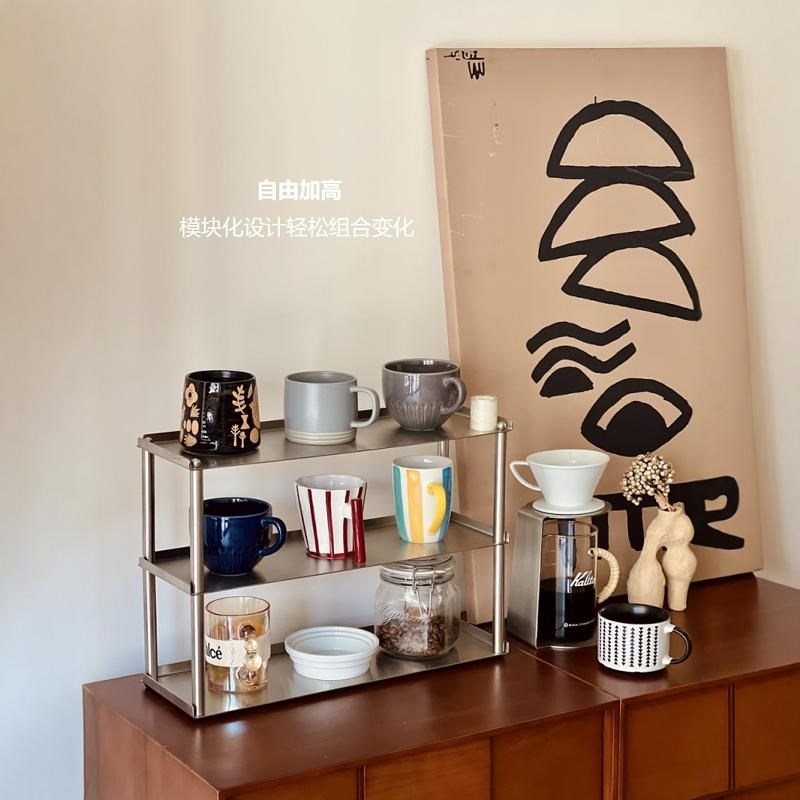 金属杯架台面杯子收纳展q示架不锈钢ins极简置物架餐桌厨房桌面