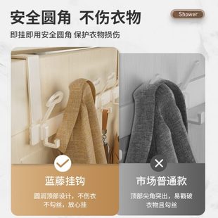 墙上白 门后挂钩挂衣架室胶厨房化妆免打孔奶黏强力浴室黏钩壁挂式