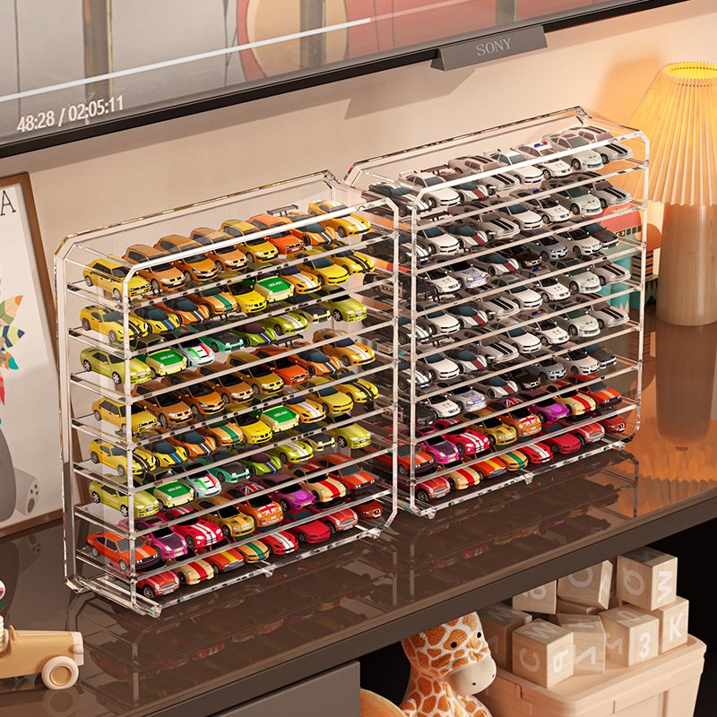 汽车模型收纳盒亚克力多层置物架1:64风火M轮儿童玩具车透明展示
