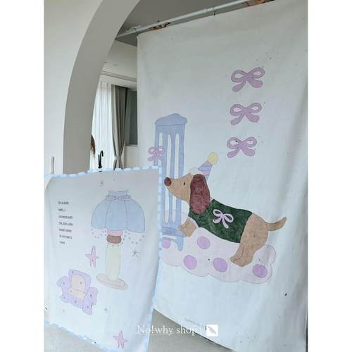 No!whyshop·歪店插画师原创moonlight和小狗挂布背景布壁饰布