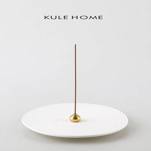 KULEHOME香插陶瓷室内家用圆形香炉檀香碟日式香台插香座线香炉