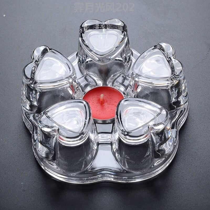 蜡烛台加热底座煮茶炉玻璃茶具心形个性暖茶器温茶器茶托配件简约
