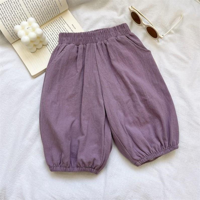 158【A类纯棉麻灯笼裤】夏季女孩薄款纯棉七分运动裤宝宝短裤子