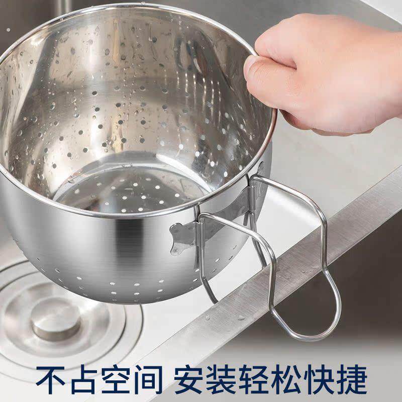 304不锈钢挂钩沥水篮厨房水槽过滤剩饭菜洗蔬果置物架免钉可挂式