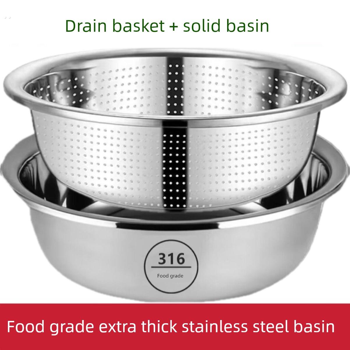食品级不锈钢盆316L洗菜盆沥水篮盆家用厨房漏盆淘米神器水果篮