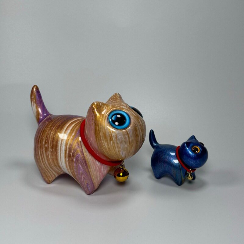 艺铭仙苑 大漆猫有眼睛7cm 14cm