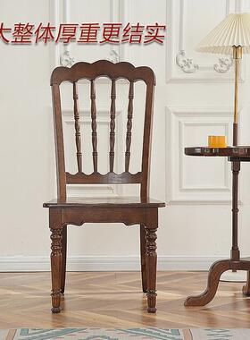 美式乡村实木复古餐椅酒店餐厅家用轻奢休闲高靠背椅子商用洽mmm^