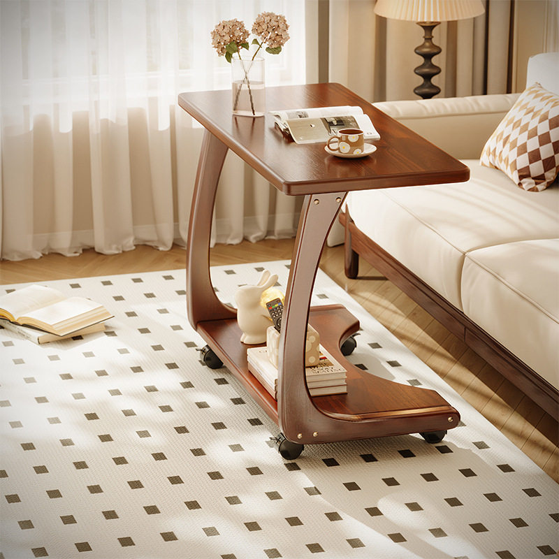 实木沙发边几可移动床头桌子带轮侧边柜家用客厅小户型边桌小茶几