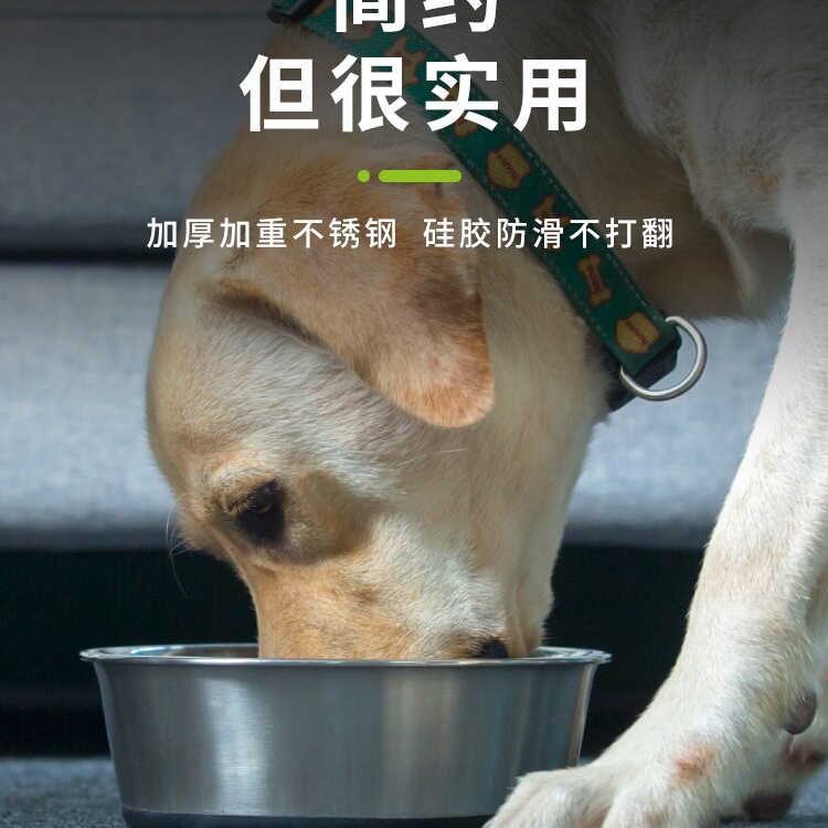 休普狗狗食盆猫碗狗碗狗盆宠物碗防打翻防滑水碗不锈钢饭盆大型犬
