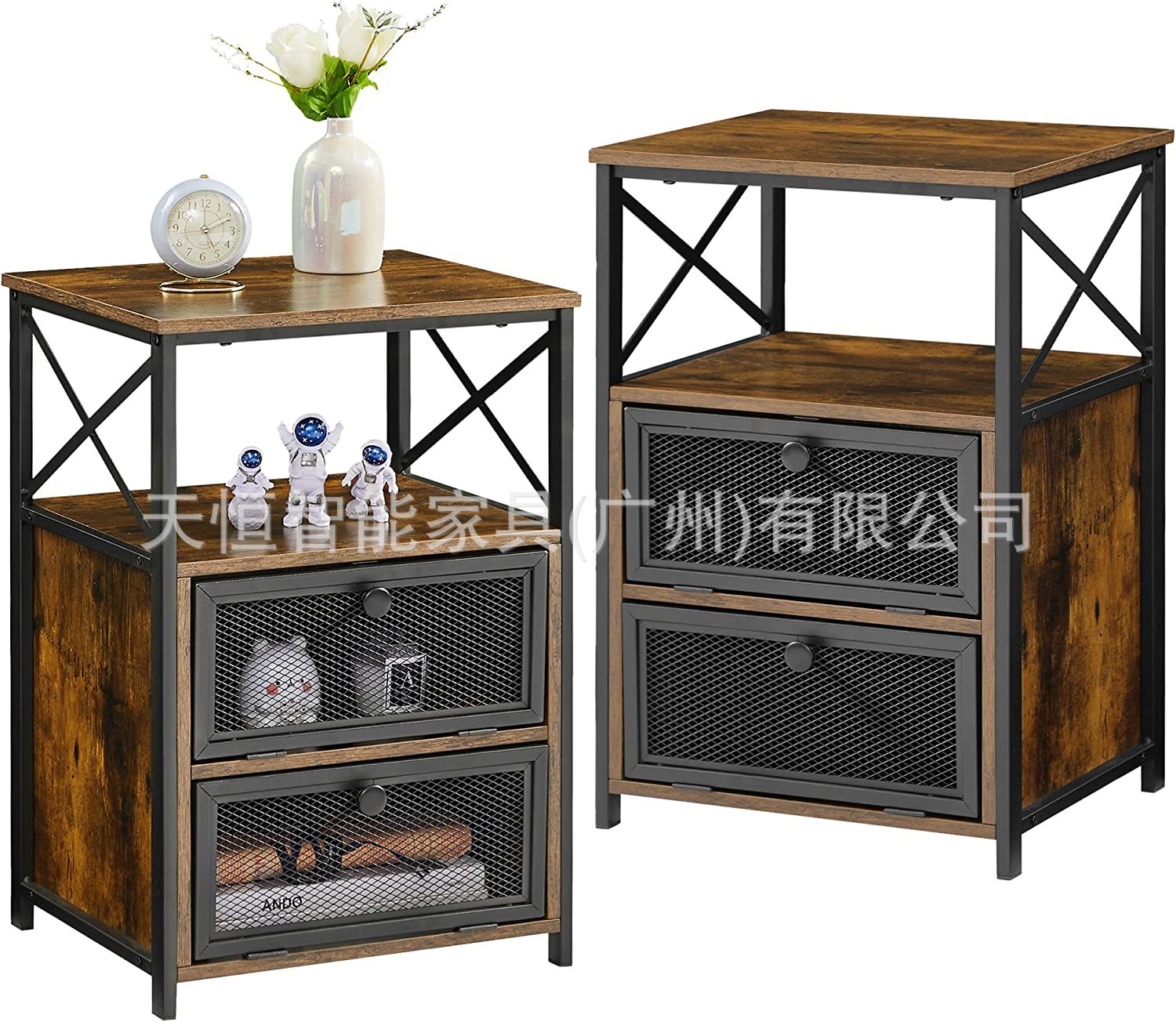 现代床头柜带翻盖抽屉的床头柜储物柜客厅边桌咖啡桌可定制