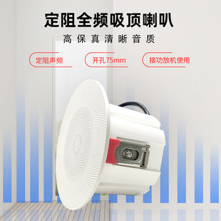 新品迷你定阻4欧10W吸顶喇叭开孔75-85mm背景音乐扬声器天花喇叭