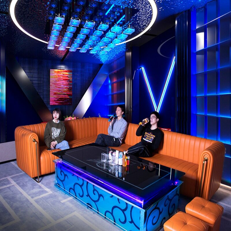 KTV沙发轻奢风真皮沙发茶几组合清吧夜总会包厢酒吧卡座沙发
