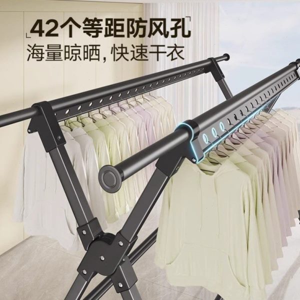 一面墙衣杆可折叠脚阳台护栏晾衣架挂衣钢制落地衣架窄凉服挂衣架