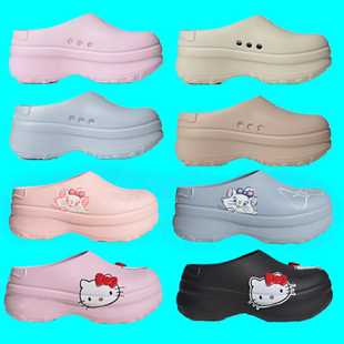 厚底增高穆勒厨师鞋女玛丽猫包头拖鞋Hello Kitty/凯蒂猫洞洞鞋潮