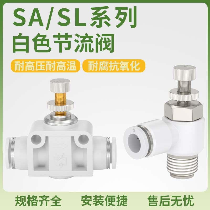 气动调节气管快速接头节流阀进气调速气缸快插接头SL6/8/10/12mm
