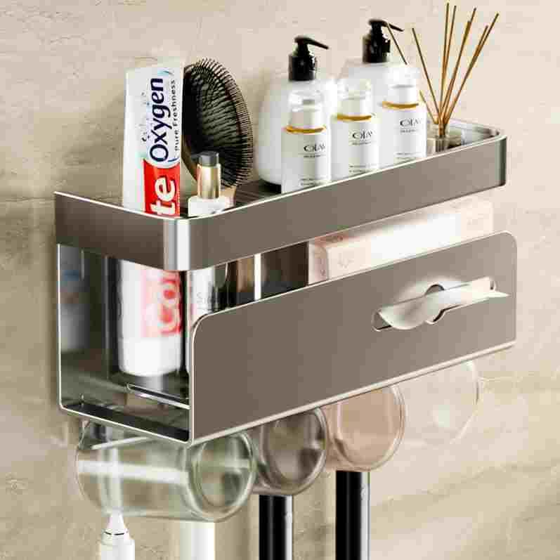 德国进口牙刷置物架免打孔卫生间多功能壁挂式牙杯洗脸巾牙刷架子