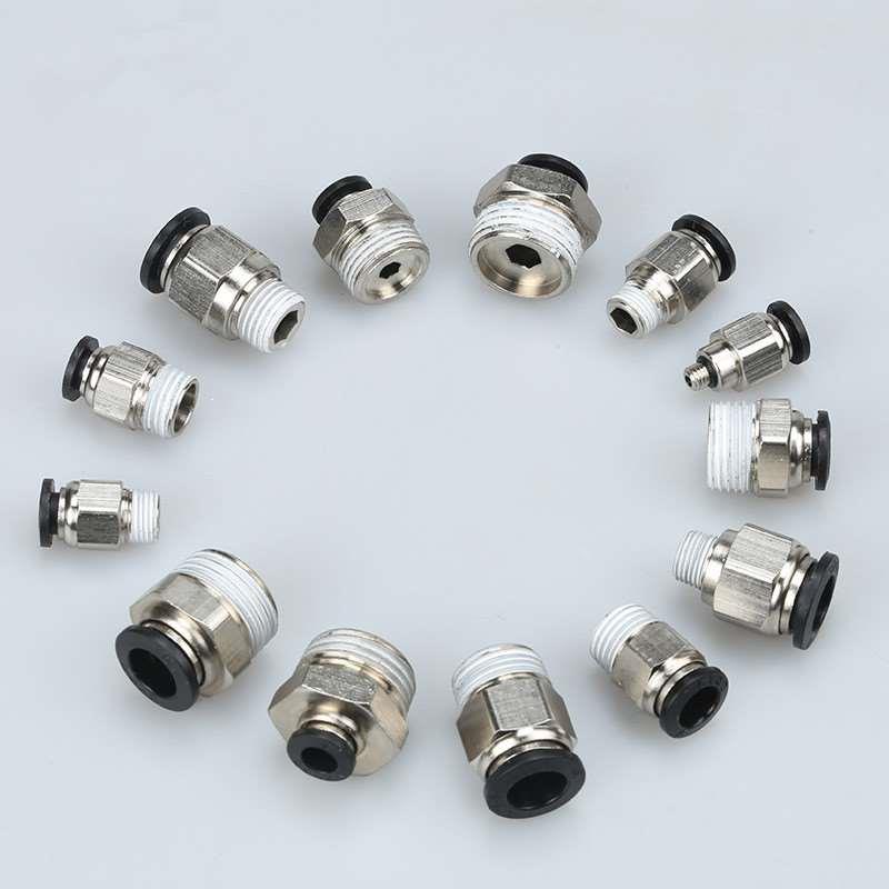 黑色铜镀镍快速接头PC8-02螺纹直通4-M5气管快插6-01/10-03/12-04