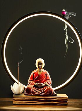 陶瓷茶宠摆件和尚倒流香炉禅意工艺品茶室玄关客厅桌面装饰品家居