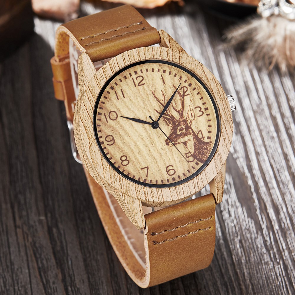 Reloj Hombre 2023 Fashion Design Deer Watch Men Wood Watche 电子元器件市场 其它元器件 原图主图