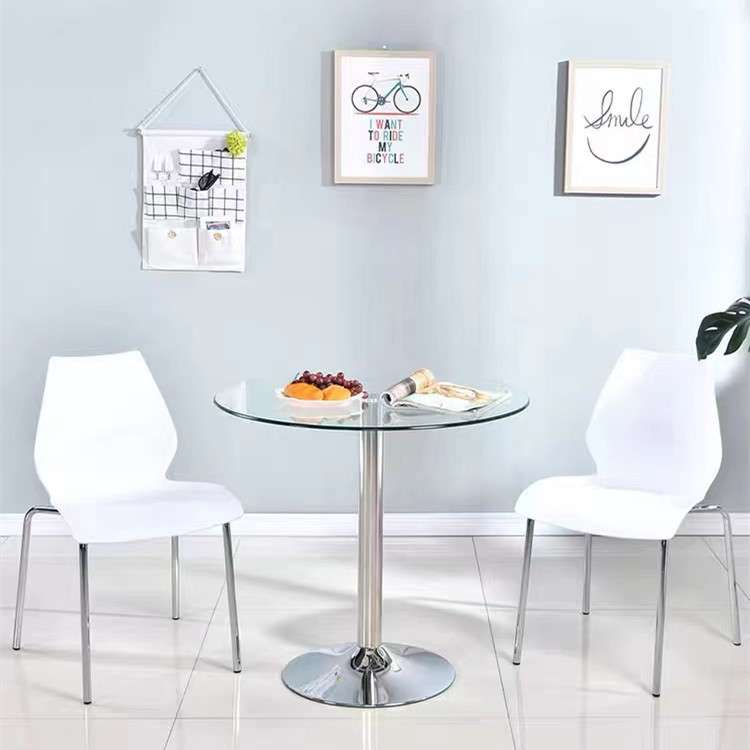 洽谈桌椅组合塑料餐椅接待会客展会椅办公室家用简约靠背白色椅子