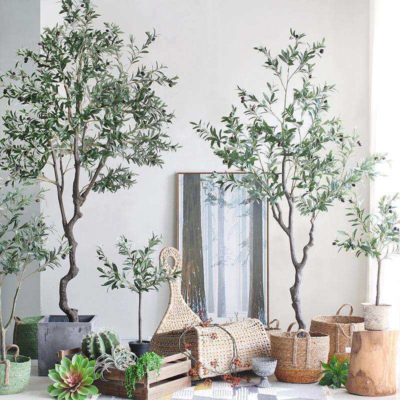 仿真植物橄榄树北欧风造型绿植盆栽家具室内装饰摆件真仿真花