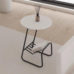 现代极简岩板茶几小圆桌家用客厅书房卧室沙发边几网红设计书架桌