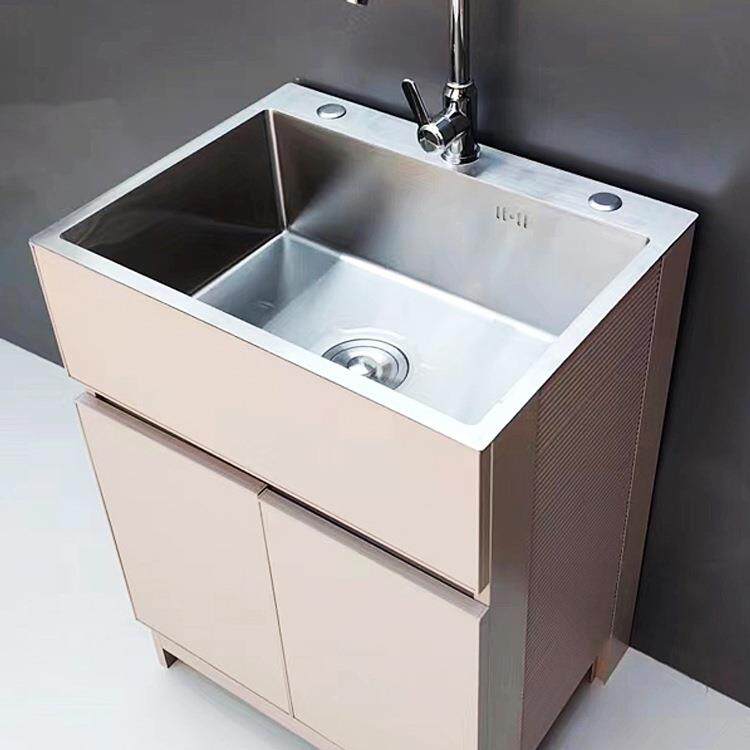 304不锈钢水槽户外一体阳台太空铝洗衣柜洗手池落地家用浴室柜