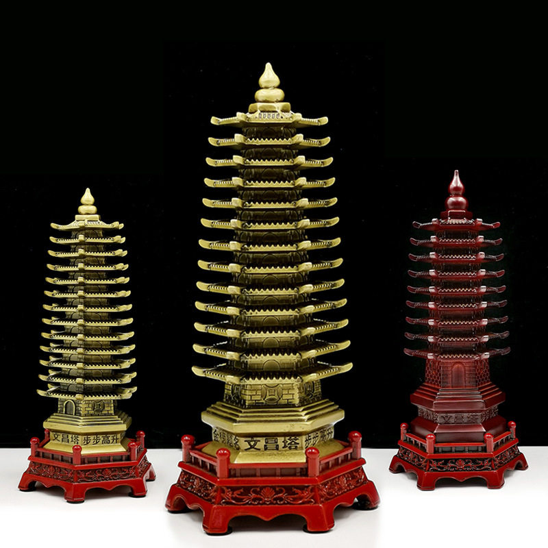 树脂青铜仿木文昌塔摆件九层13十三层书房桌面装饰工艺品厂家批发