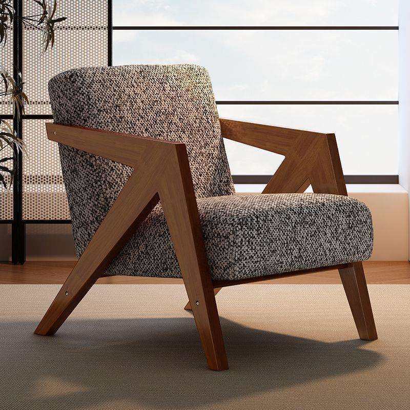 北欧实木单人沙发椅法式中古风客厅阳台休闲懒人设计师椅子