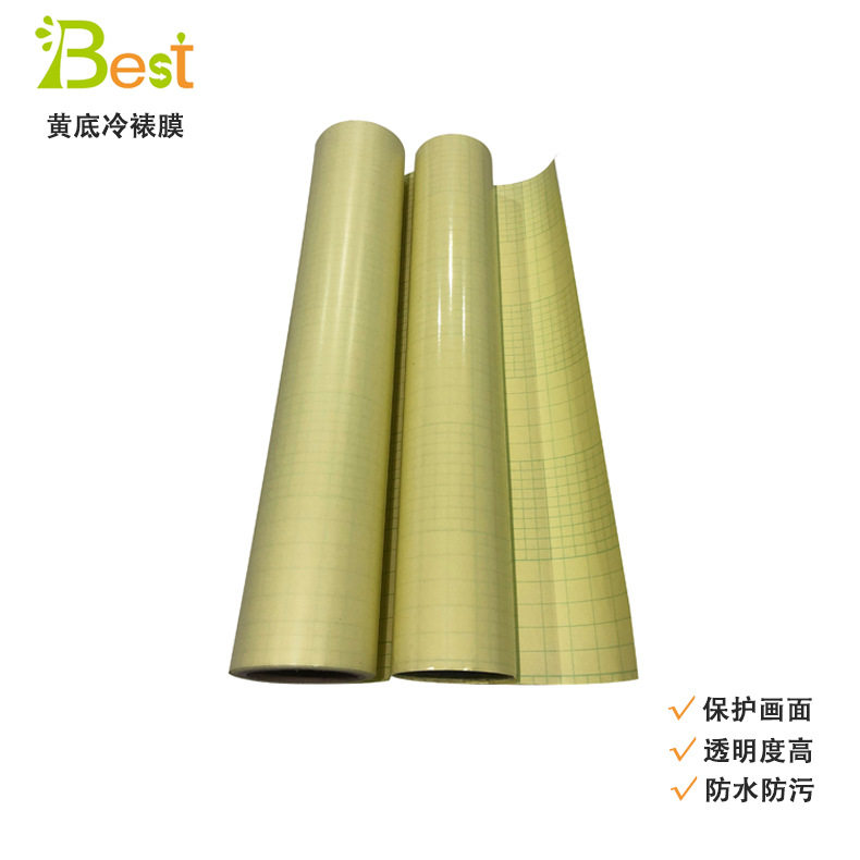 出口广告材料广告冷裱膜100g黄底膜广告写真画面保护lamination