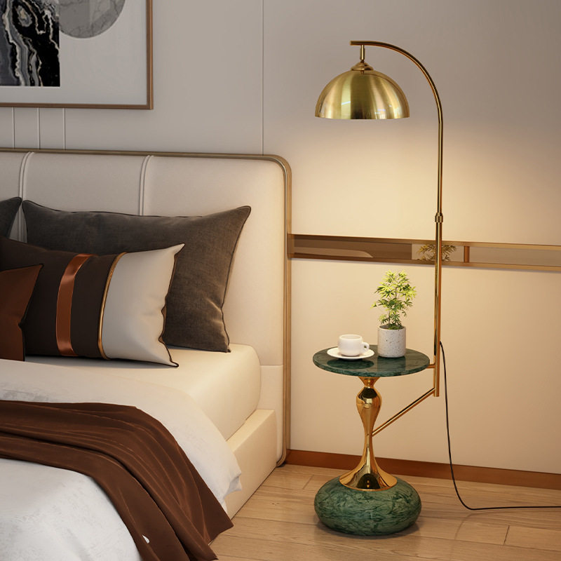 大理石桌面落地灯客厅沙发旁置物轻奢茶几高级感卧室床头边几台灯