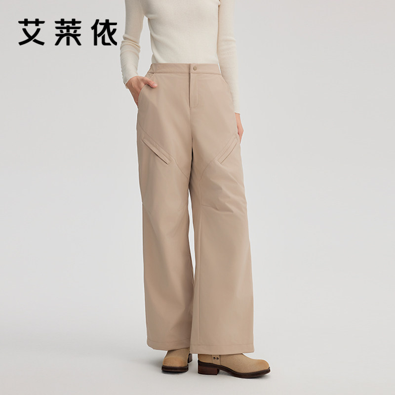 艾莱依羽绒裤女冬季新款简约宽松阔腿百搭鸭绒加厚保暖休闲长裤