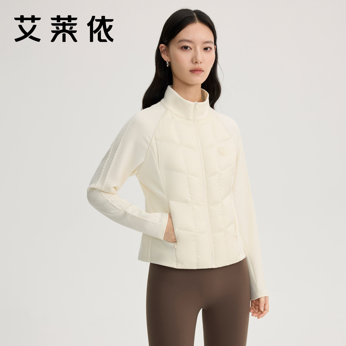 艾莱依轻薄立领修身短款羽绒服图片