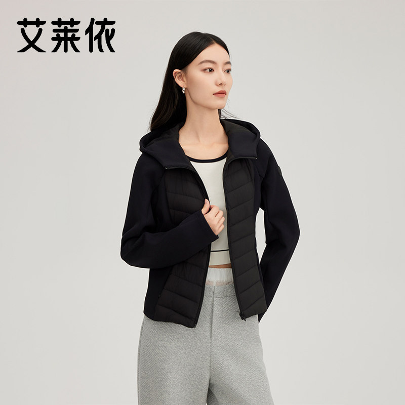 艾莱依轻薄羽绒服女2025秋冬新款气质修身显瘦连帽内搭保暖外套